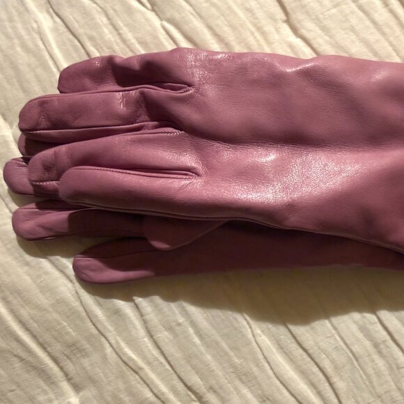 Sermoneta Gloves Lilac Leather lined w/ cashmere, Made in Italy, Size 7, NWT - Picture 3 of 6